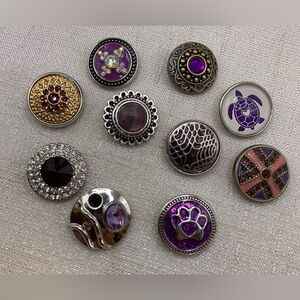 SALE - PURPLE BUNDLE - SET of 10 - Snap Button Charms - 18mm/20mm